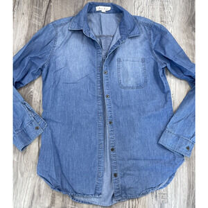 Love Tree Long Sleeve Button Shirt Denim Blue Womens Small